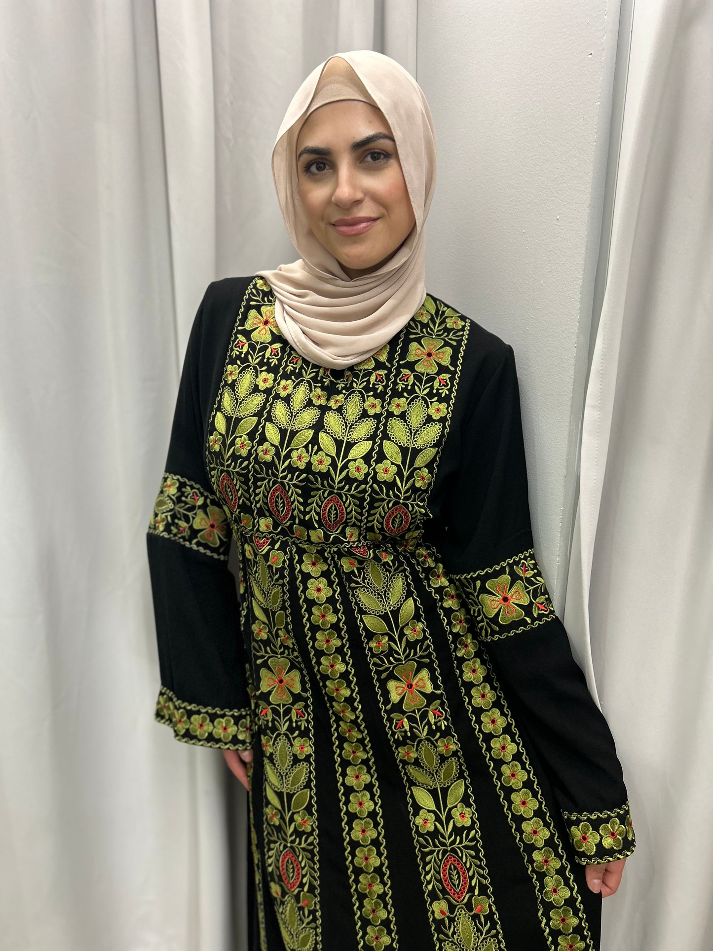 Palestinian Abaya with Belle Sleeve khaki
