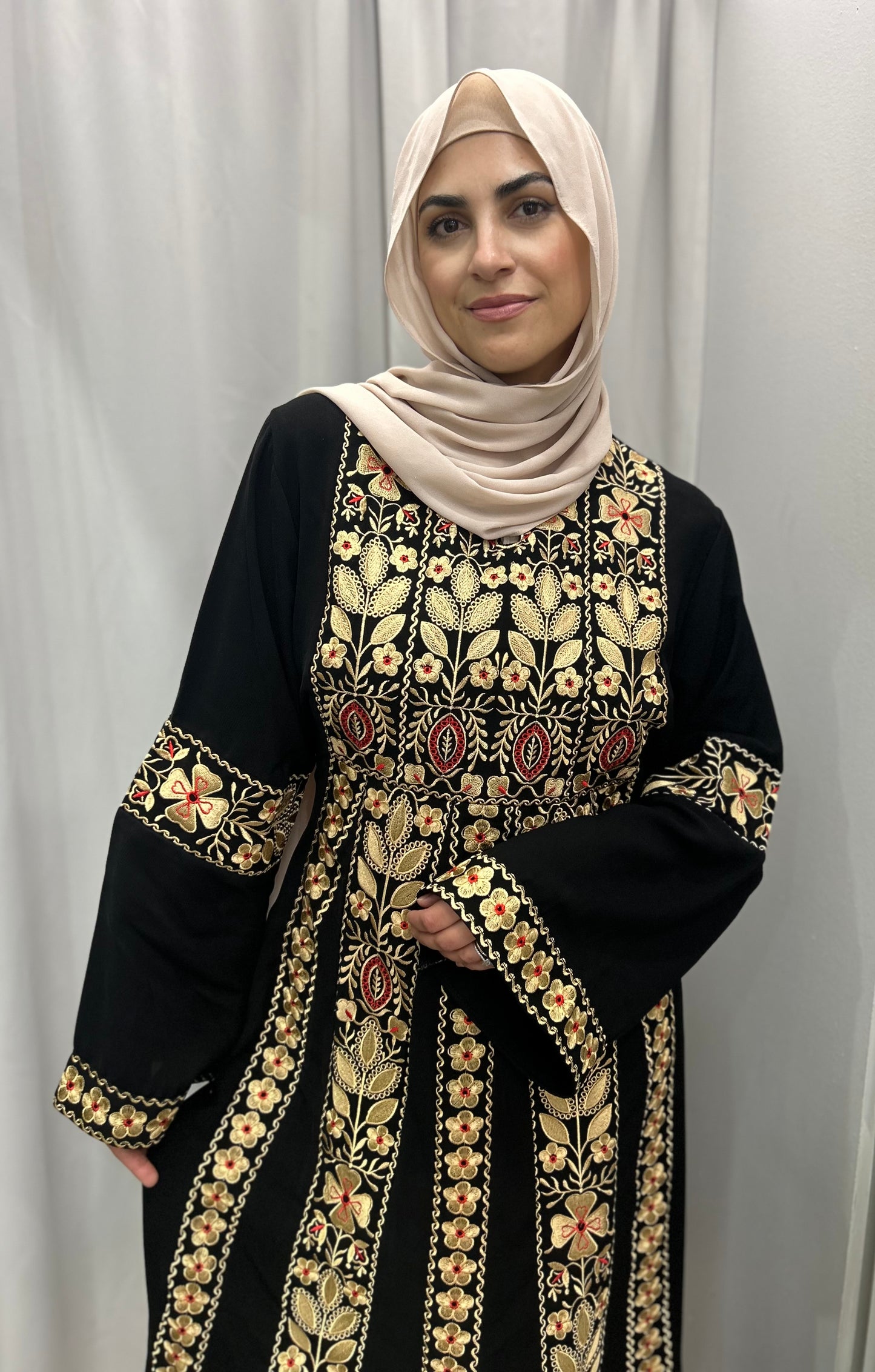 Palestinian Abaya with Belle Sleeve Nude